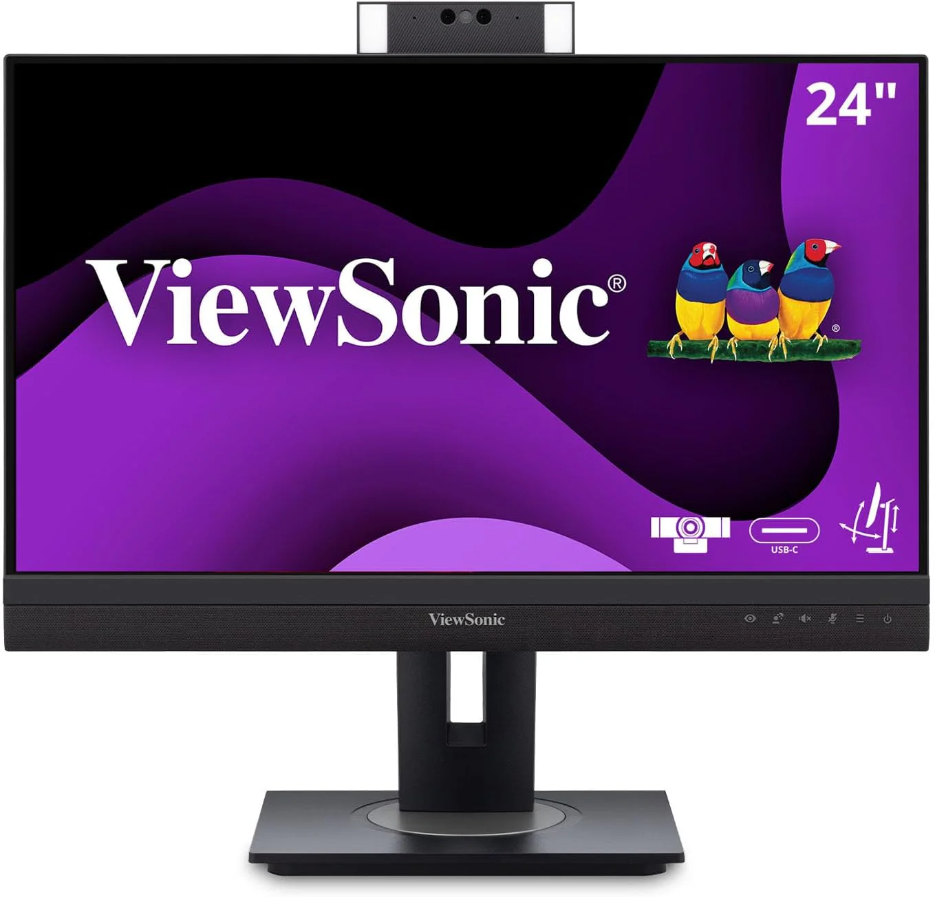 ViewSonic 24" 1080p Video Conferencing Docking Monitor with Webcam, 100 Hz, Black - Certified Refurbished