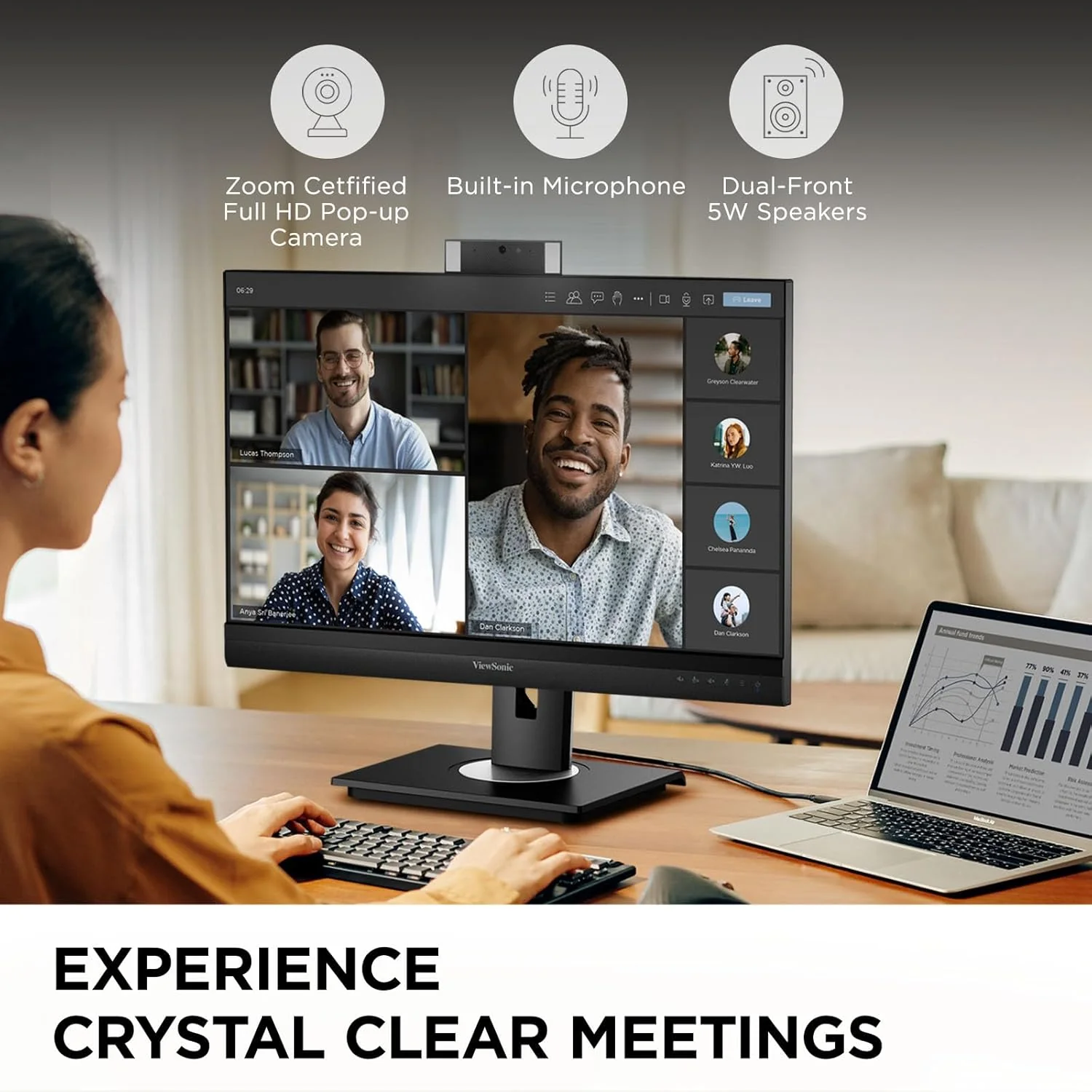 ViewSonic 24" 1080p Video Conferencing Docking Monitor with Webcam, 100 Hz, Black - Certified Refurbished - Image 2