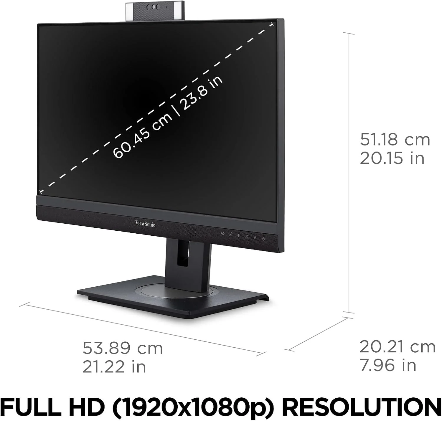 ViewSonic 24" 1080p Video Conferencing Docking Monitor with Webcam, 100 Hz, Black - Certified Refurbished - Image 6