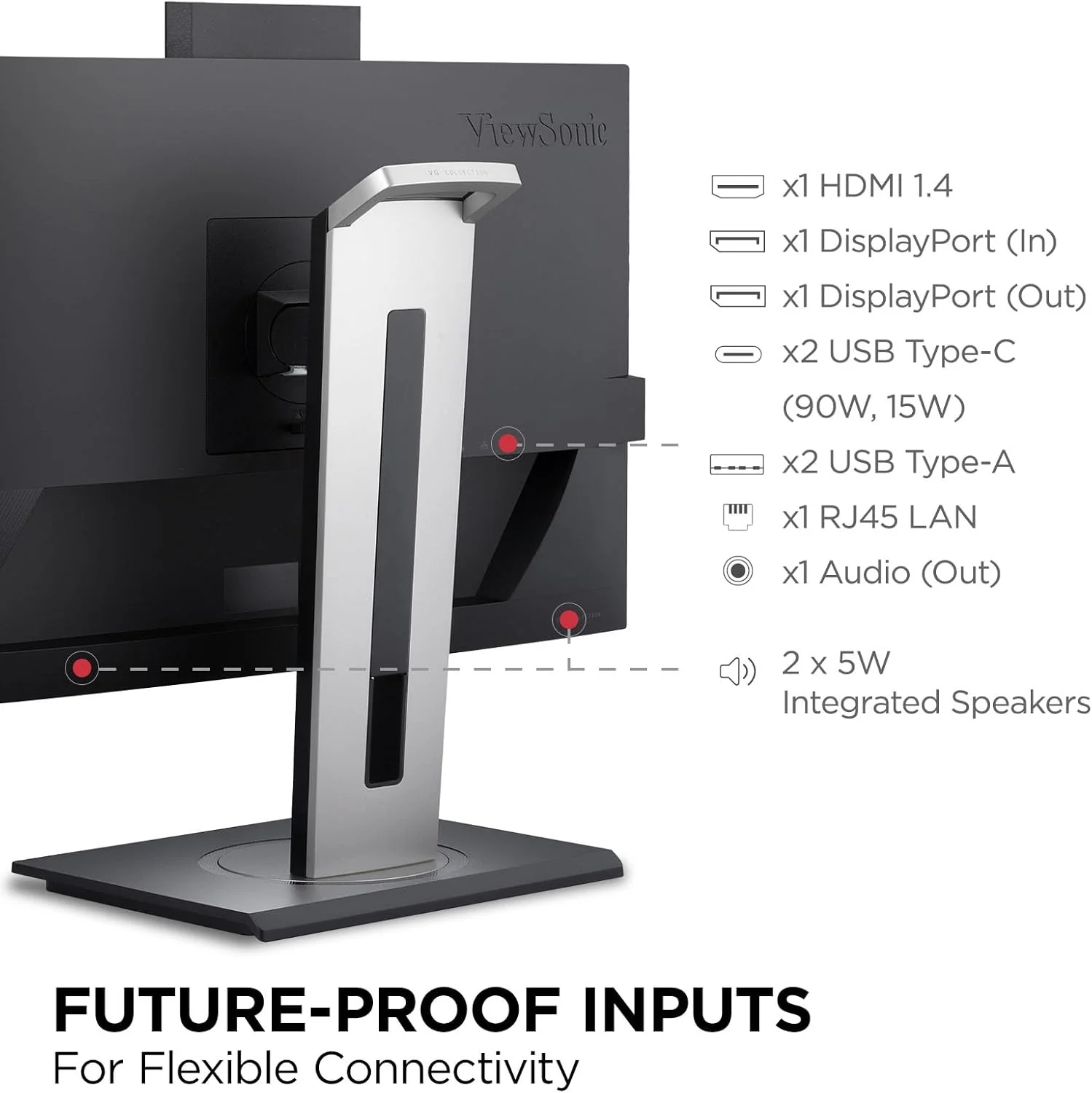 ViewSonic 24" 1080p Video Conferencing Docking Monitor with Webcam, 100 Hz, Black - Certified Refurbished - Image 7