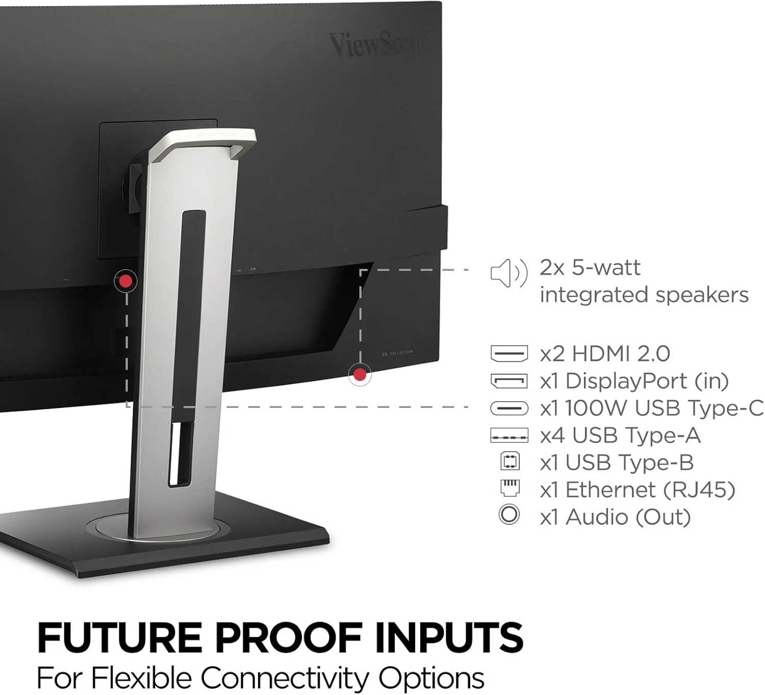 ViewSonic 34" 21:9 1440p Curved Monitor with Ergonomic Design, 100W USB C, 100 Hz, Black - Certified Refurbished - Image 7