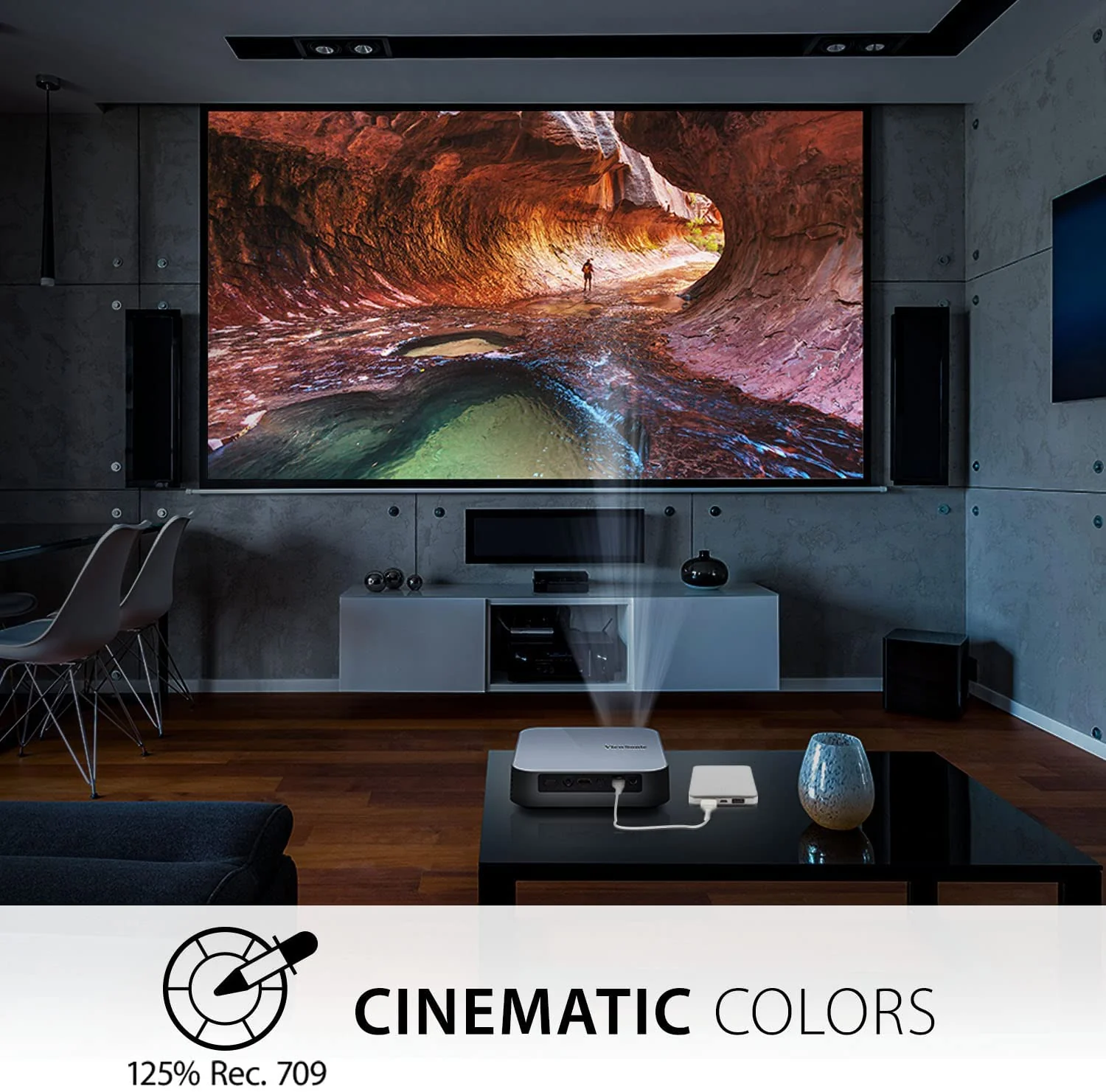ViewSonic 1080 Portable Projector with 1000 LED Lumens, Auto Focus, Harman Kardon Bluetooth Speakers, HDMI, 16GB Storage, Stream Netflix with Dongle - Certified Refurbished - Image 8