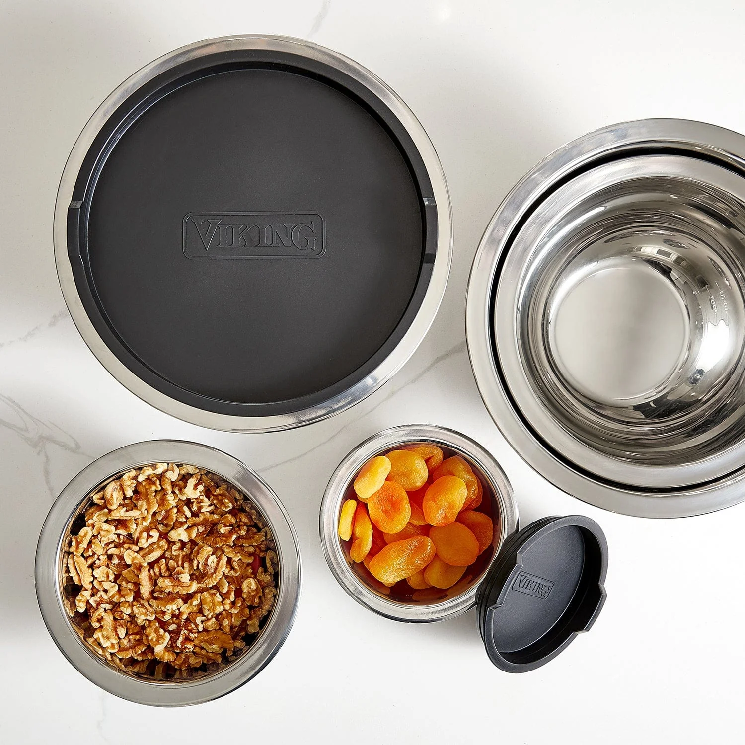 Viking 10-pc Stainless Steel Mixing Bowl Set with Lids and Silicone Nonslip Base, Black - Image 3