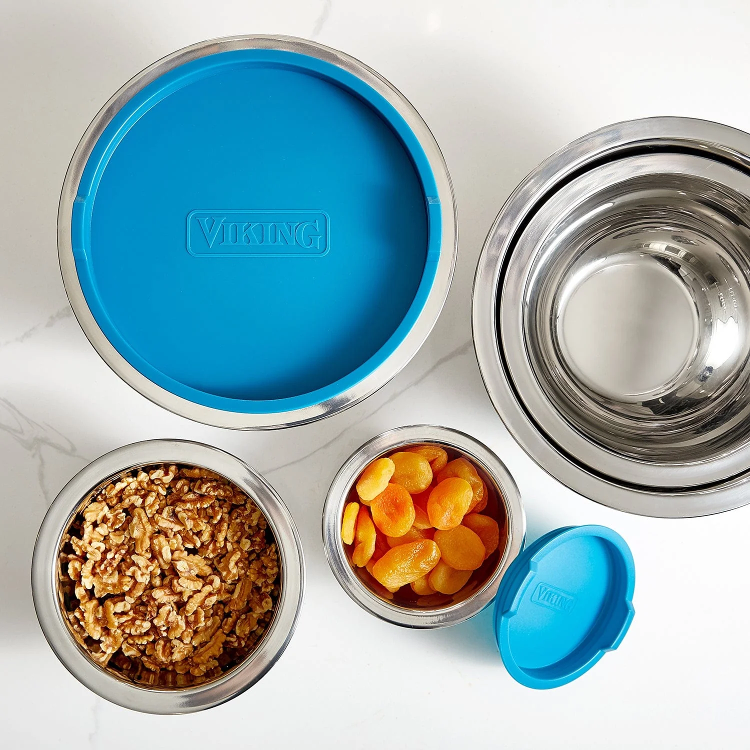 Viking 10-pc Stainless Steel Mixing Bowl Set with Lids and Silicone Nonslip Base, Teal - Image 4