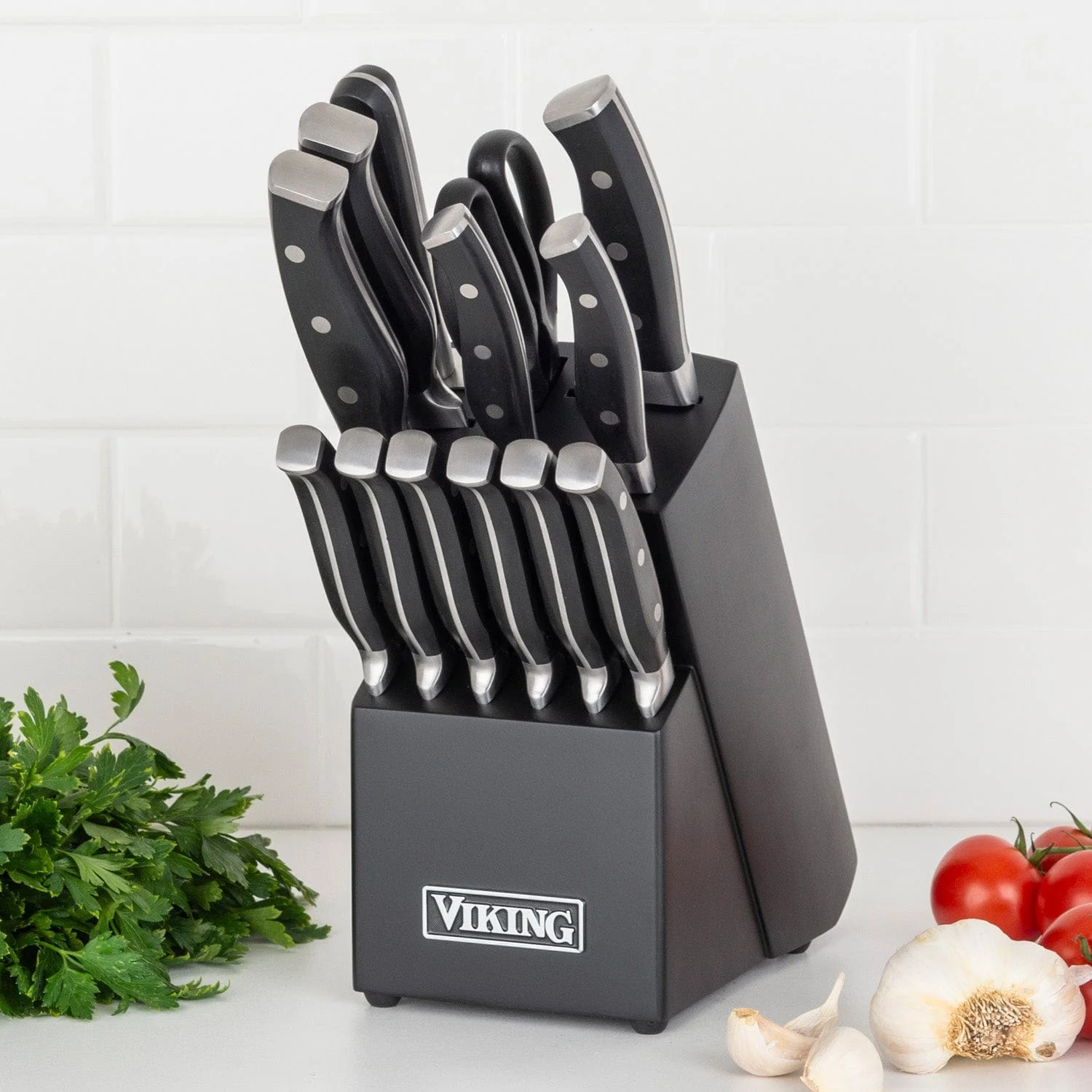 Viking 14-pc Stainless Steel Cutlery Block Set, Black Block - Image 2