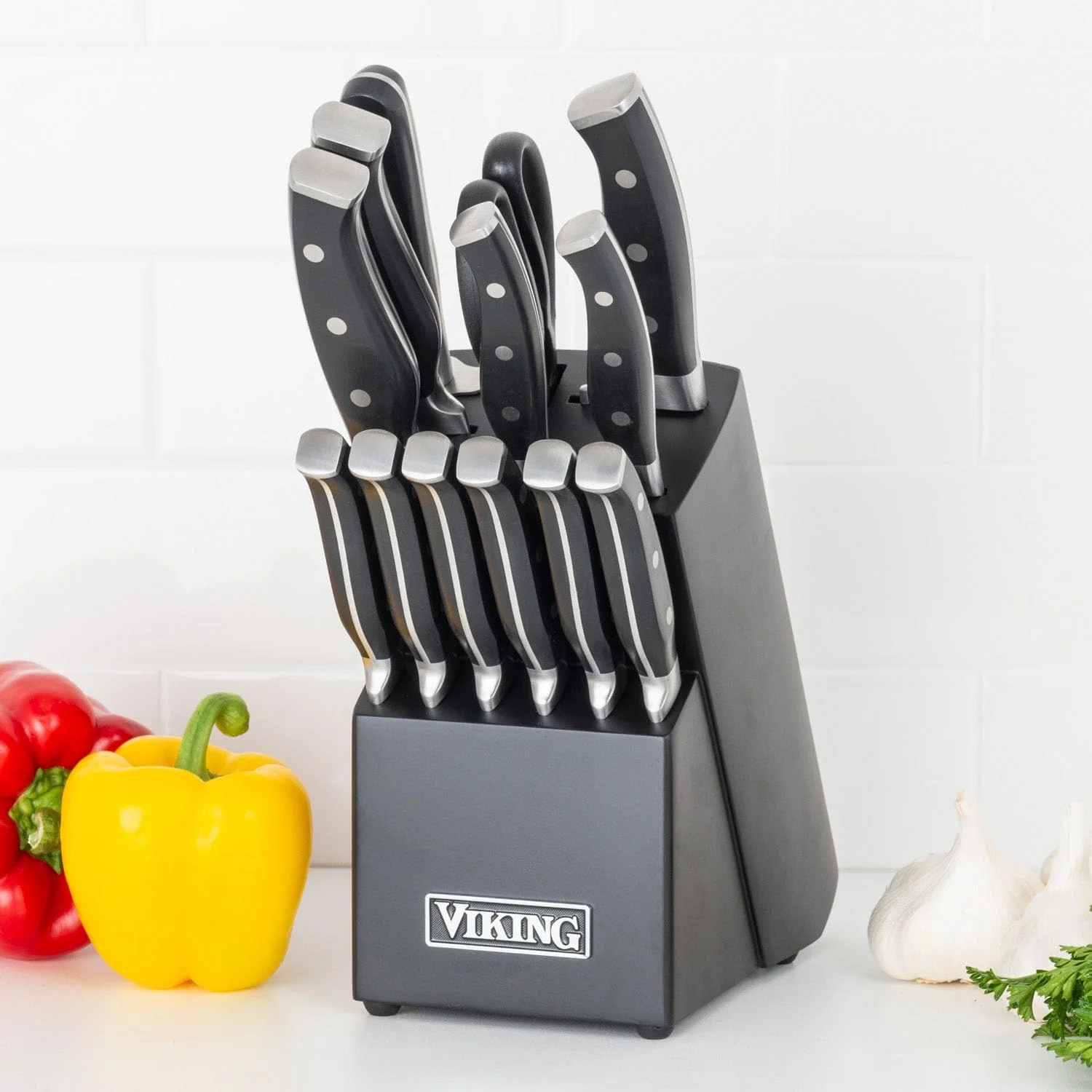Viking 14-pc Stainless Steel Cutlery Block Set, Black Block - Image 3
