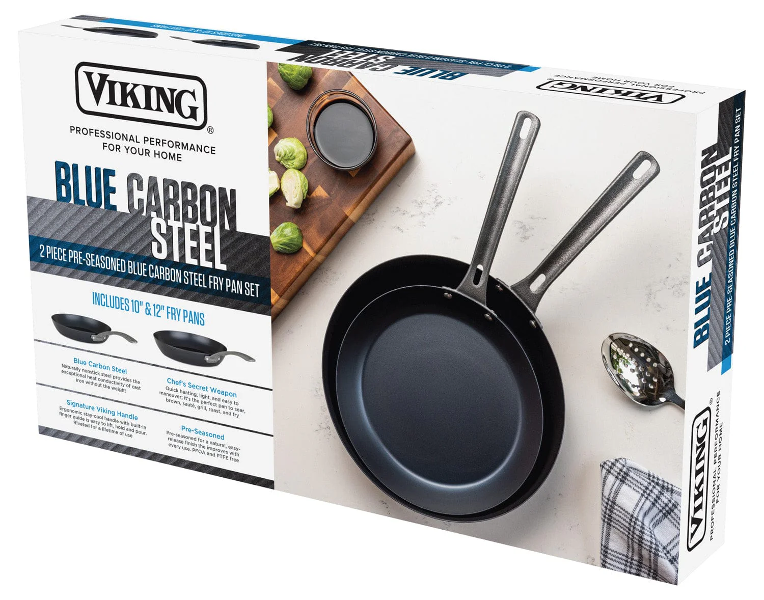 Viking 2-pc Blue Steel Fry Pan Set, 10" & 12" - Image 5