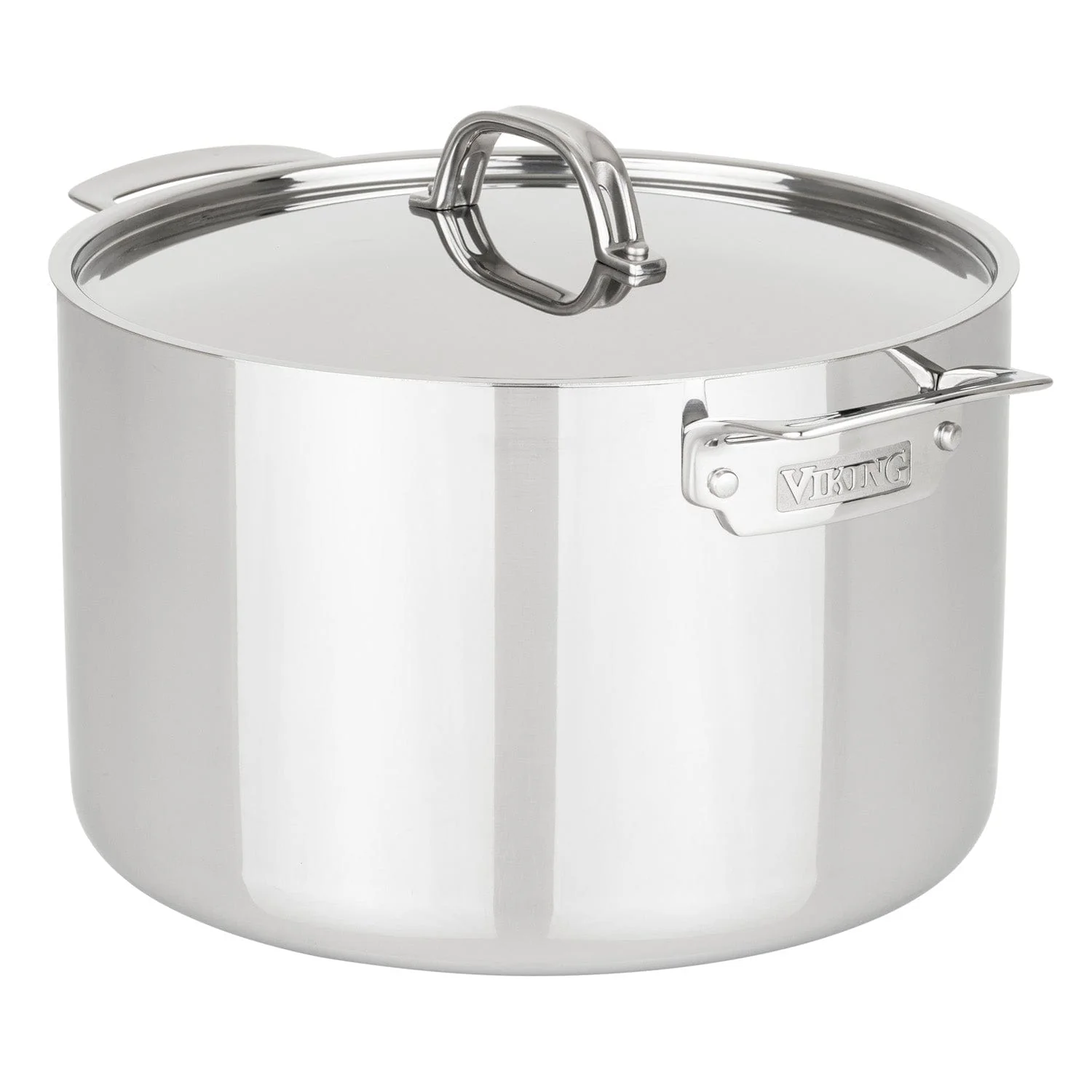 Viking 3-Ply 12-Qt. Stock Pot with Metal Lid, Mirror Finish