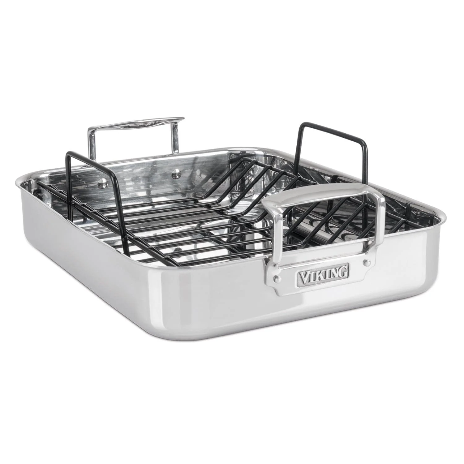 Viking 3-Ply Roasting Pan with Non-Stick Rack, 16" x 13" x 3", Mirror Finish