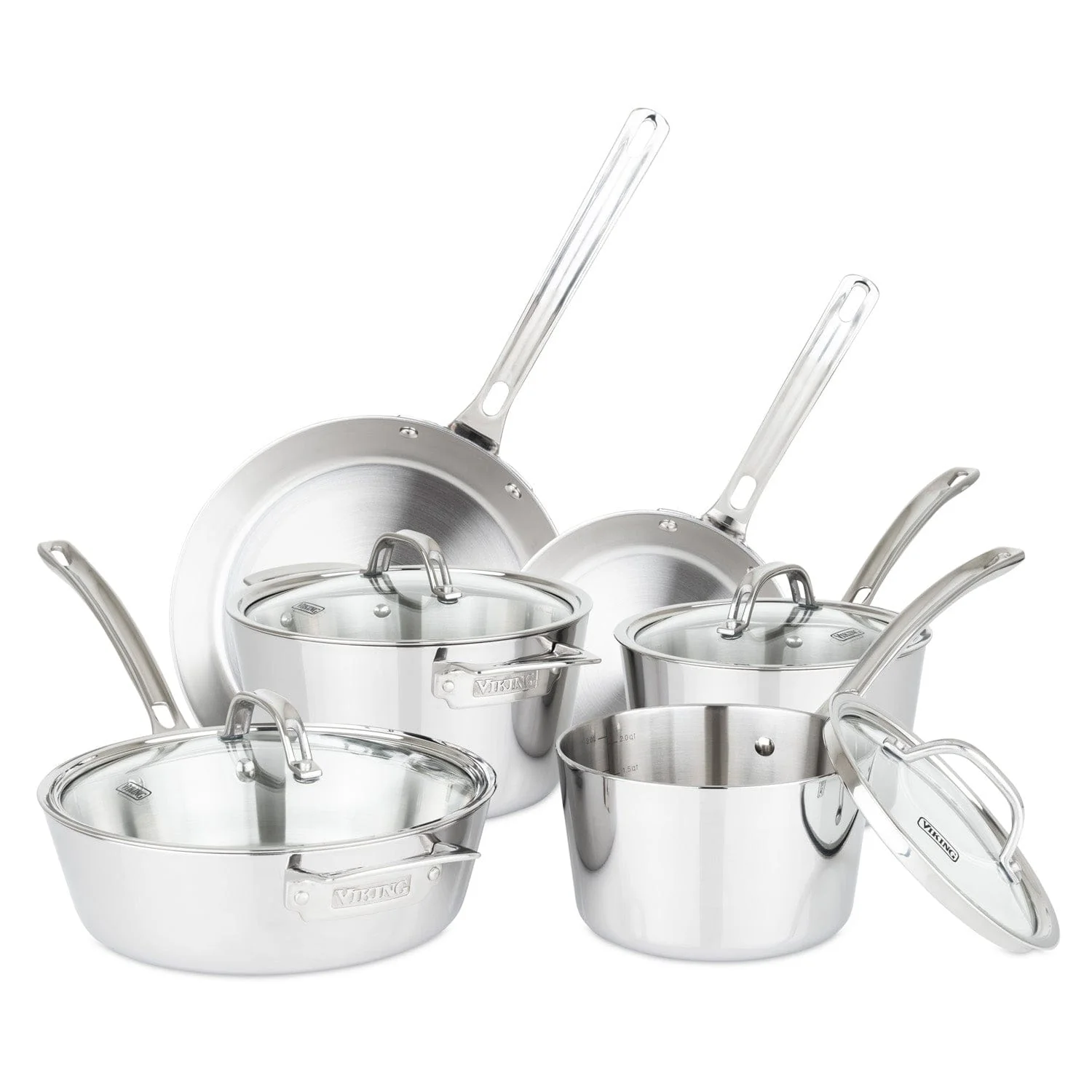 Viking Contemporary 3-Ply 10-pc Cookware Set, Mirror Finish