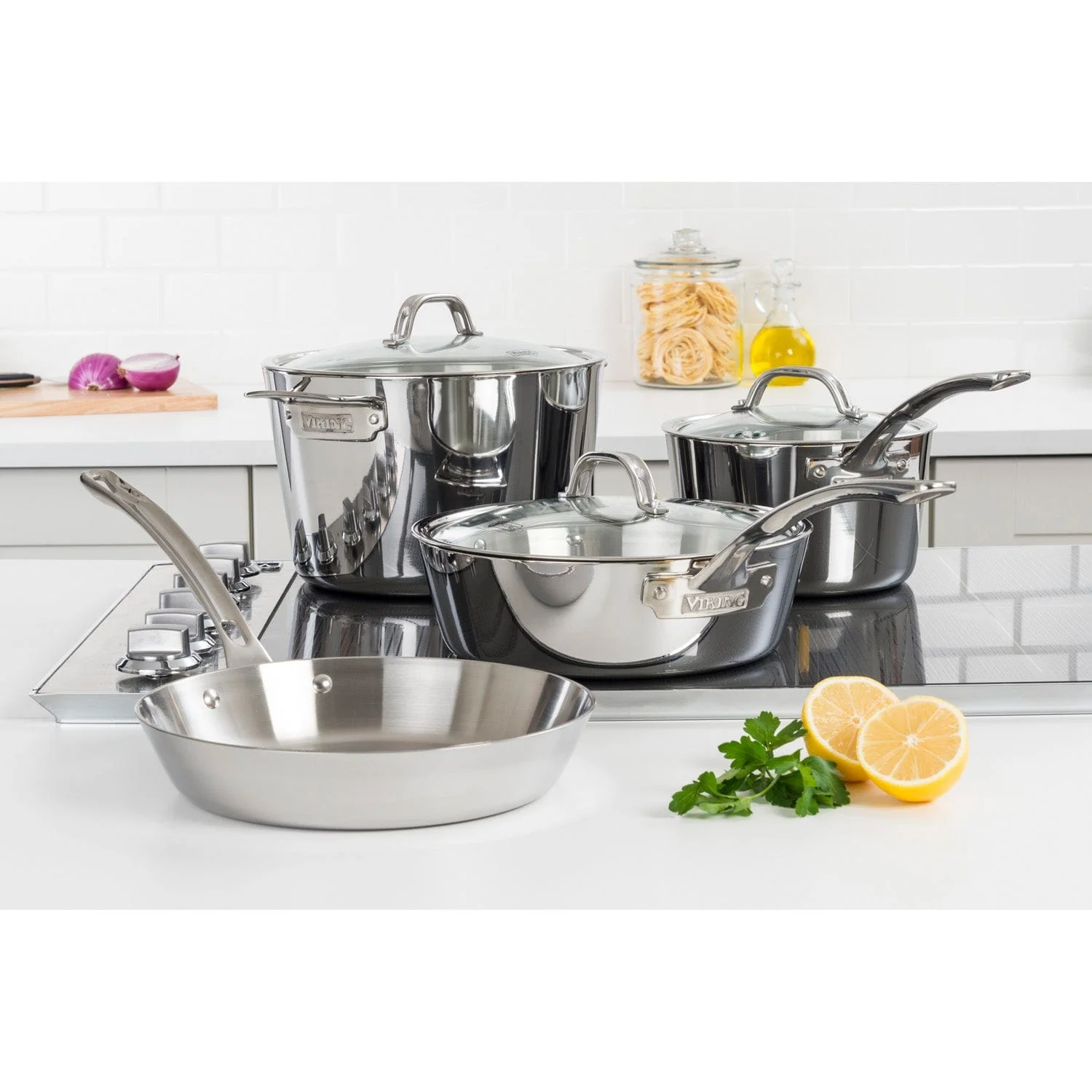 Viking Contemporary 3-Ply 7-pc Cookware Set, Mirror Finish - Image 2