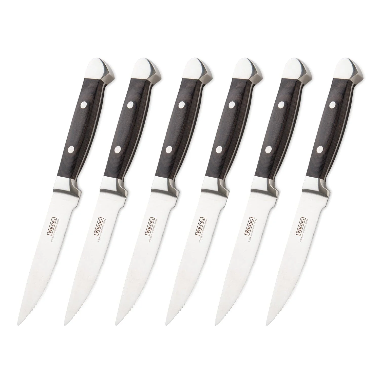 Viking German Steel Steakhouse 6-pc Steak Knife Set with Commemorative Box, Black Pakkawood - Image 2