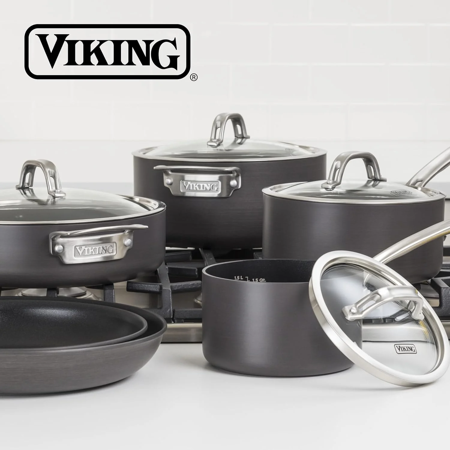 Viking Hard Anodized Nonstick 10-pc Cookware Set - Image 3