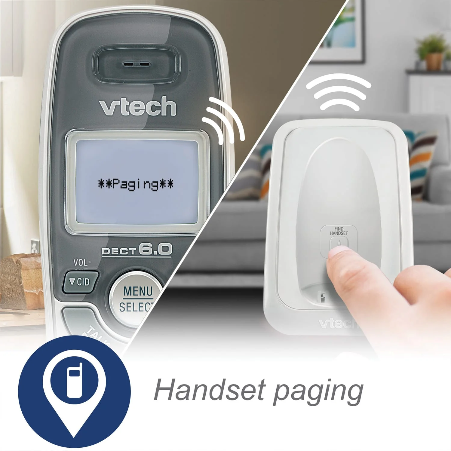 VTech 1-Handset DECT 6.0 Cordless Phone System for Landline, Caller ID/Call Waiting, and Backlit Keypad/Display, CS6114 - Image 3