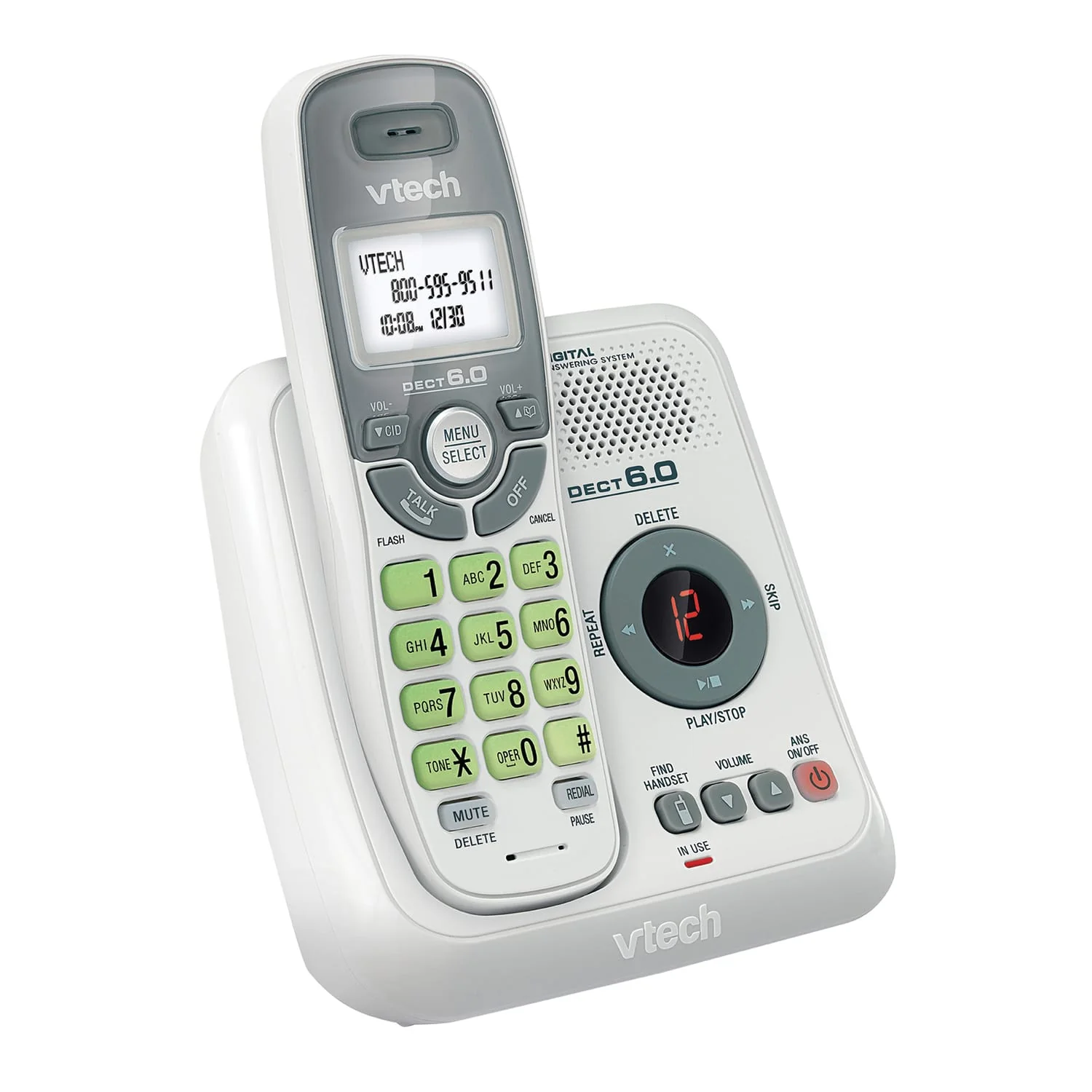 VTech 1-Handset DECT 6.0 Cordless Phone System for Landline, Digital Answering System, Caller ID/Call Waiting, and Backlit Keypad/Display - Image 4