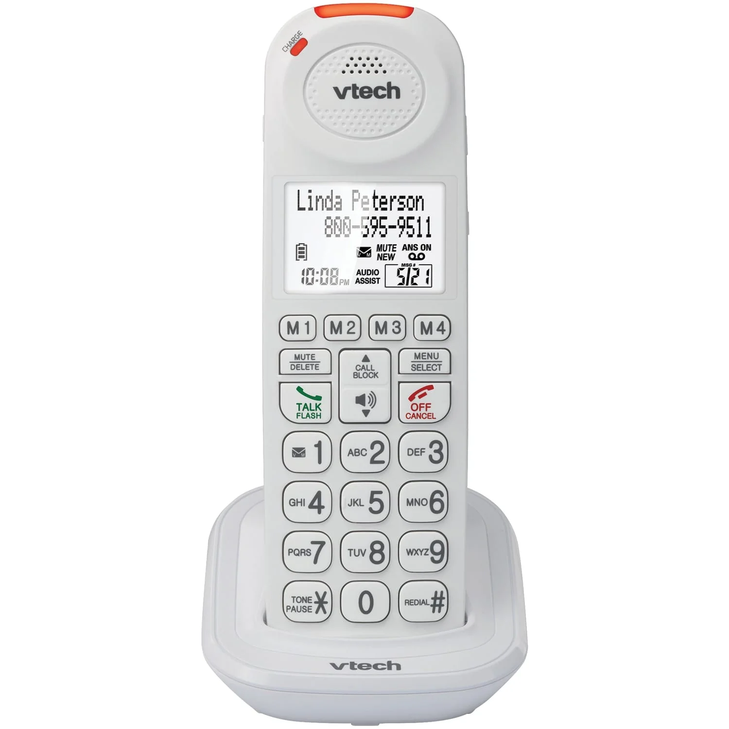 VTech Amplified Cordless Phone Accessory Handset with Big Buttons, Audio Assist, Extra-Loud Ringer, and Call Blocker for Vtech SN5127/SN5147 Phones