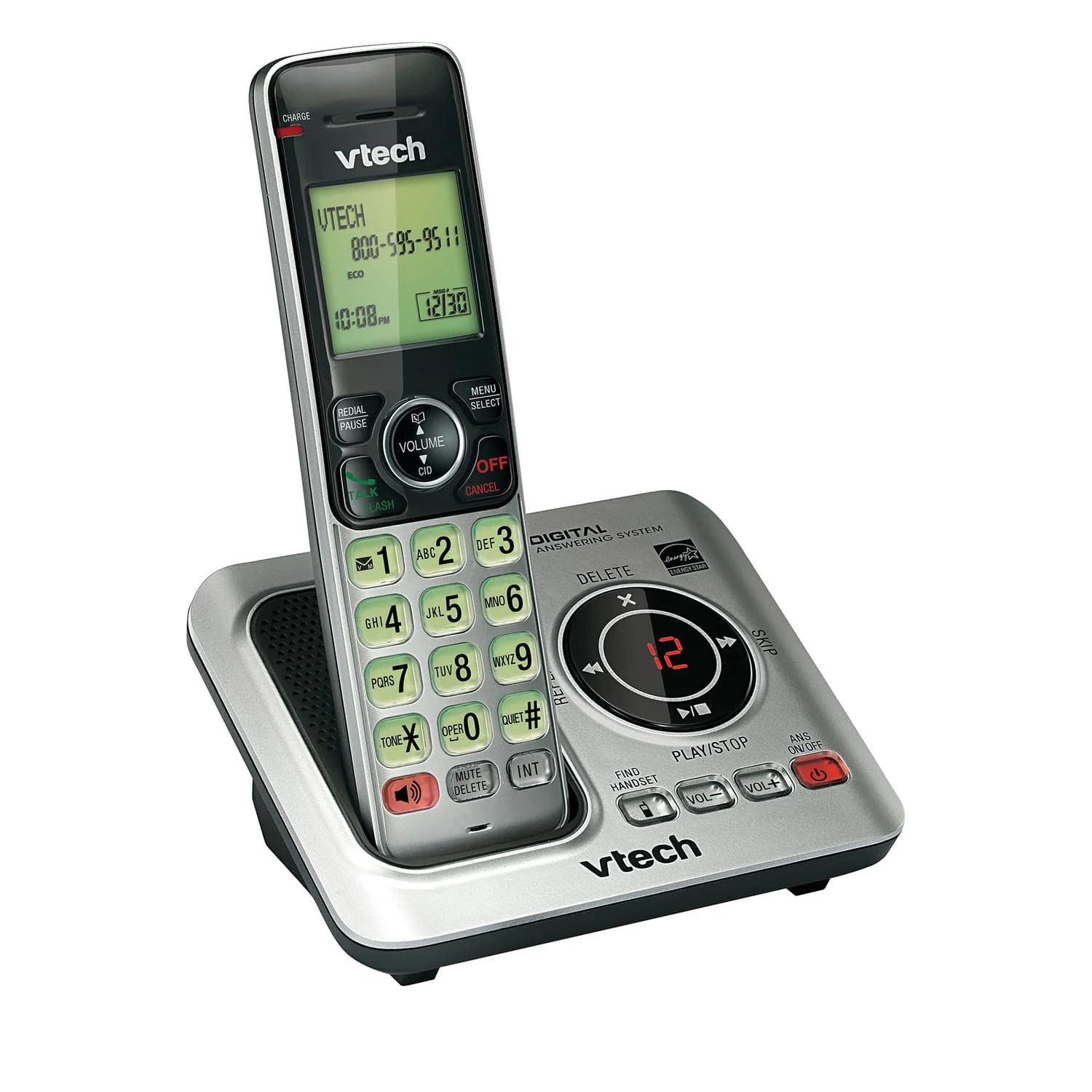VTech DECT 6.0 Expandable Cordless Phone System for Landline, Digital Answering System and Caller ID/Call Waiting, 1 Handset - Image 2