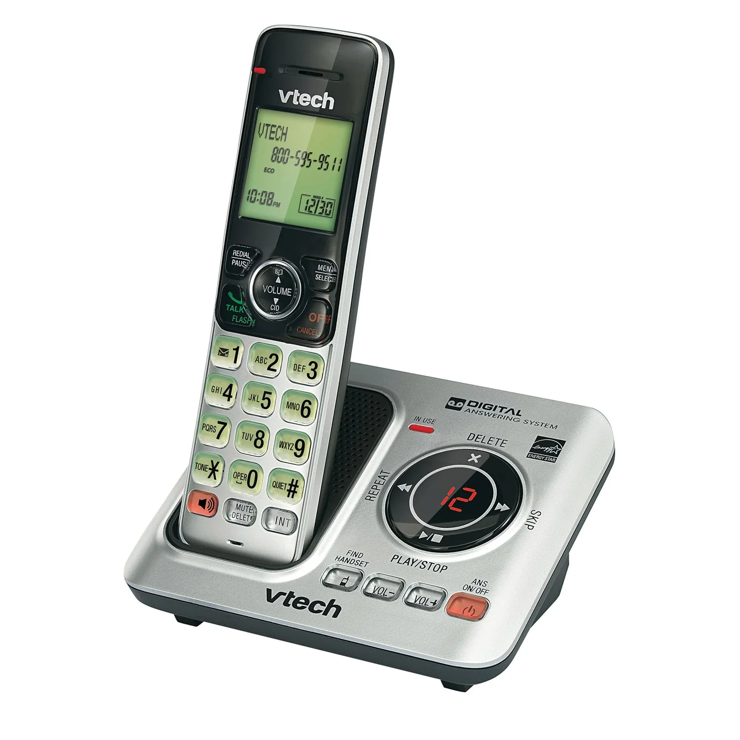 VTech DECT 6.0 Expandable Cordless Phone System for Landline, Digital Answering System and Caller ID/Call Waiting, 1 Handset - Image 3