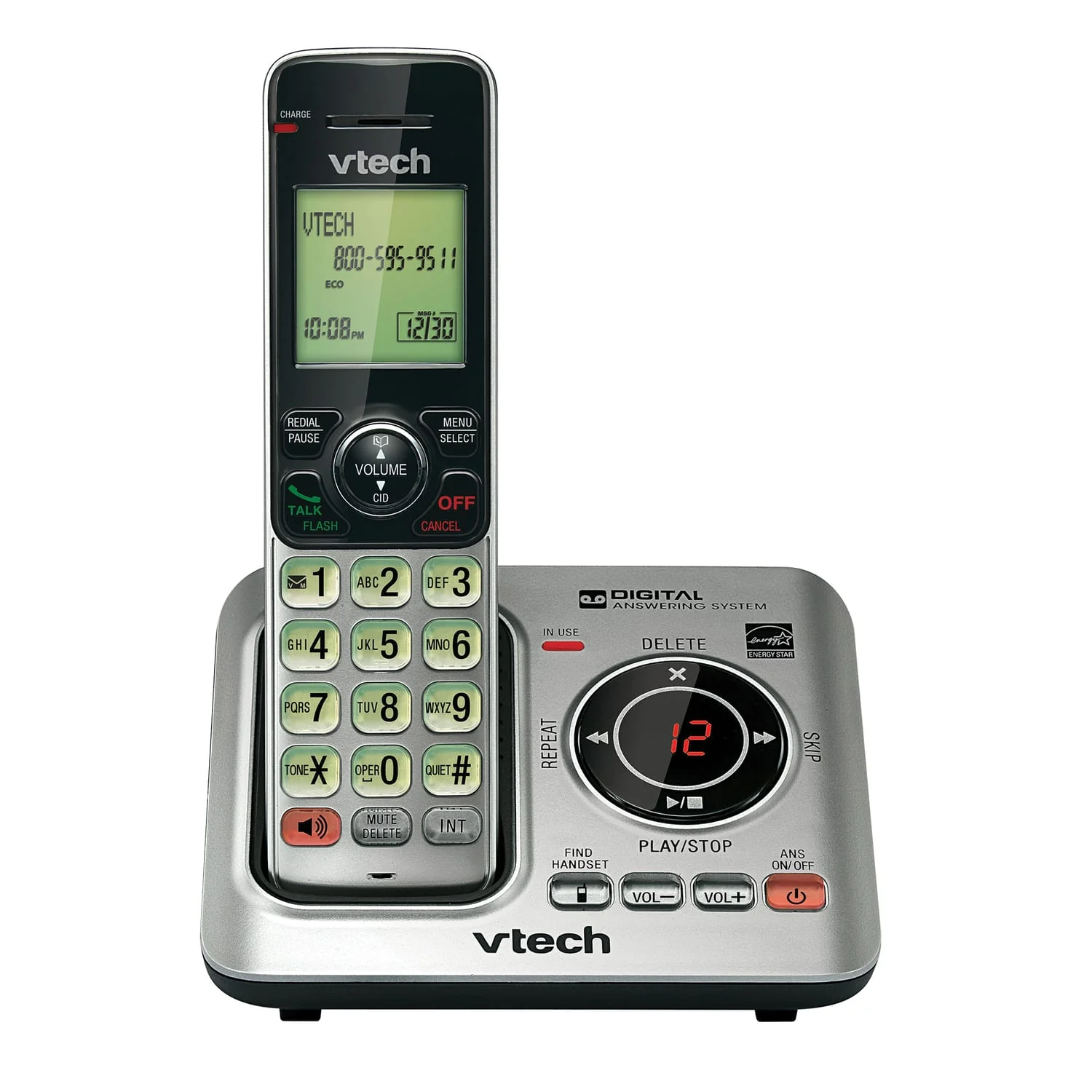 VTech DECT 6.0 Expandable Cordless Phone System for Landline, Digital Answering System and Caller ID/Call Waiting, 1 Handset - Image 4