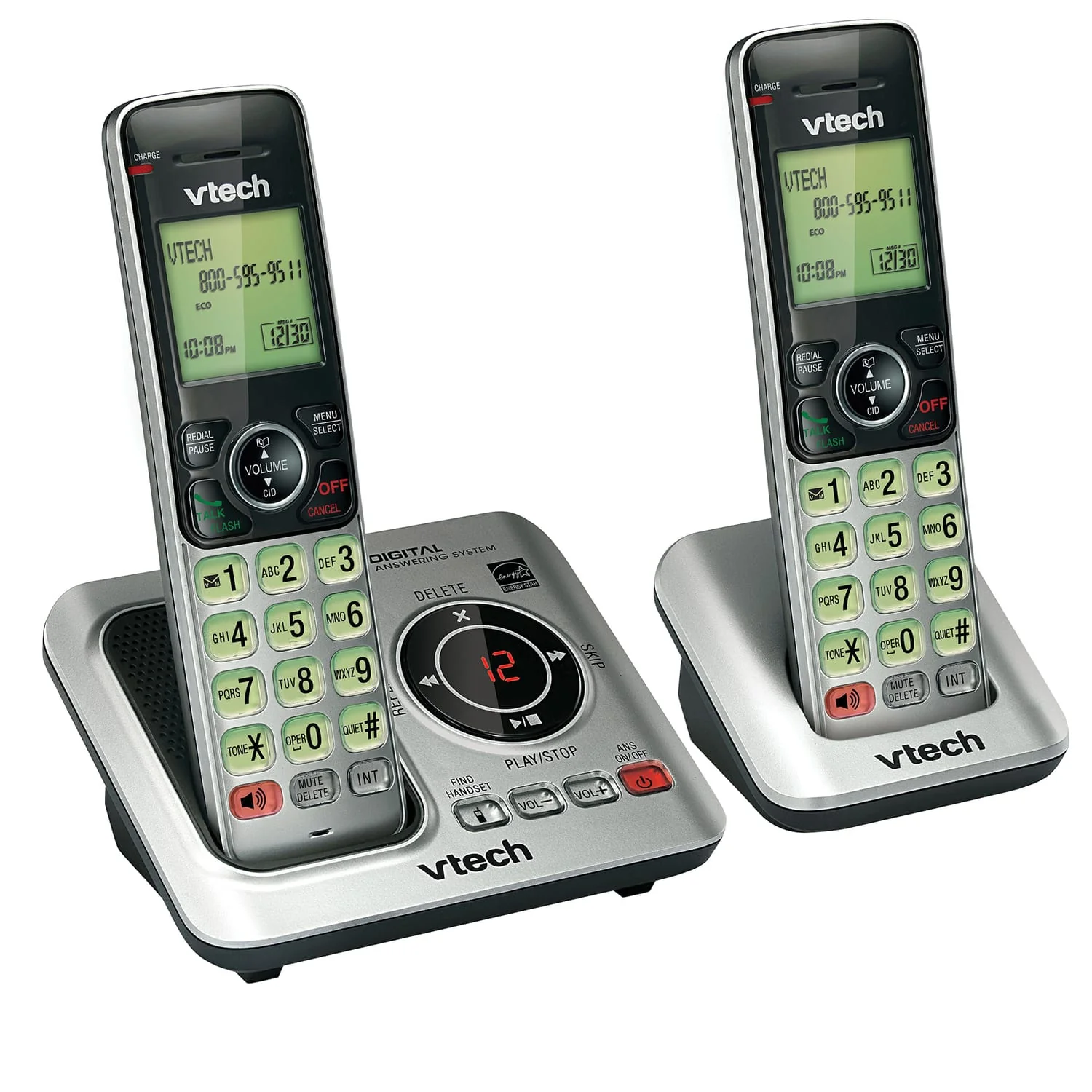VTech DECT 6.0 Expandable Cordless Phone System for Landline, Digital Answering System and Caller ID/Call Waiting, 2 Handset - Image 3