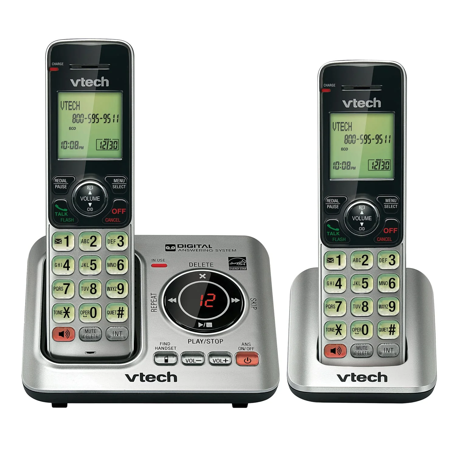 VTech DECT 6.0 Expandable Cordless Phone System for Landline, Digital Answering System and Caller ID/Call Waiting, 2 Handset - Image 4