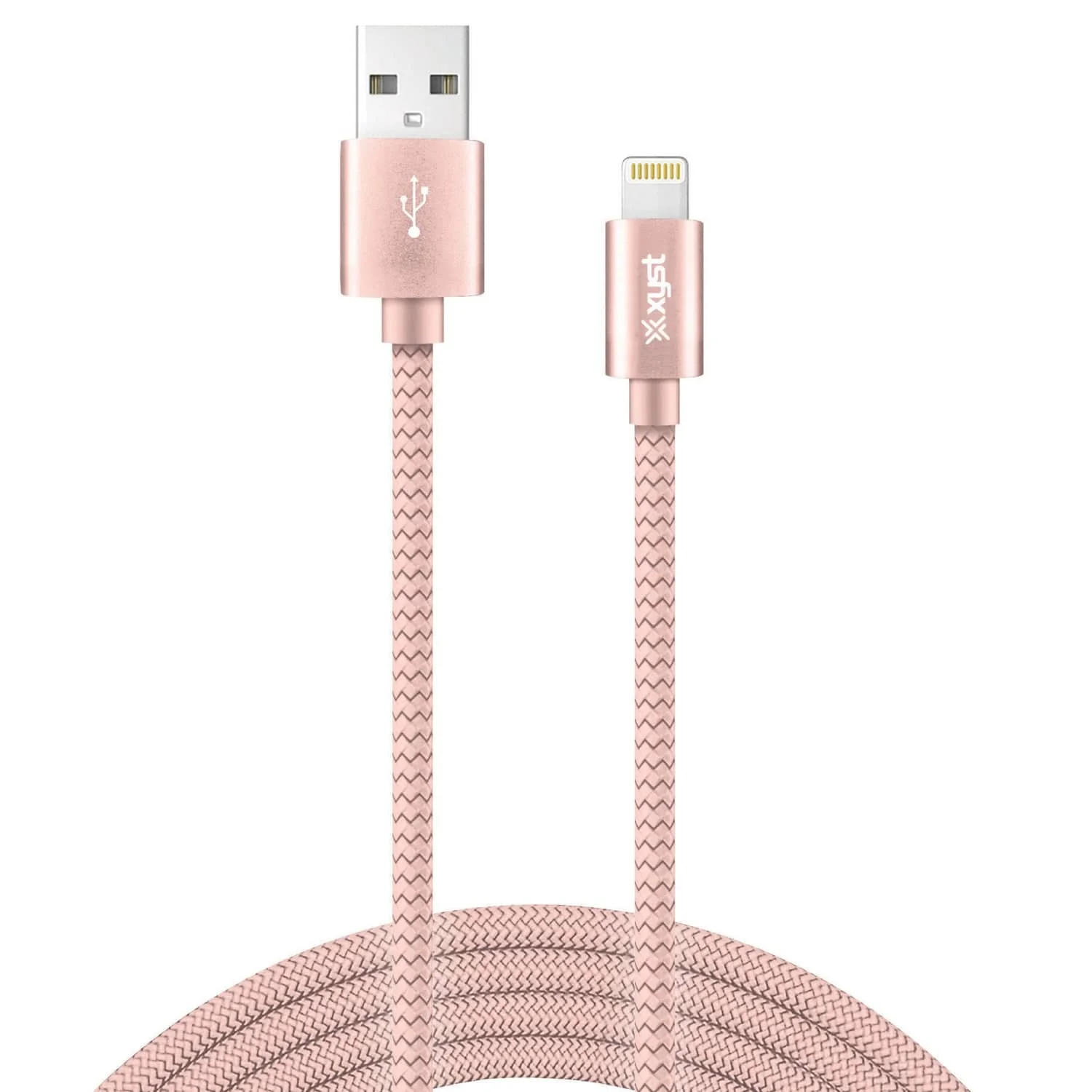 XYST USB to Lightning 10-Ft. Charge and Sync Braided Cable, for Smartphones and Tablets, Rose Gold - Image 2