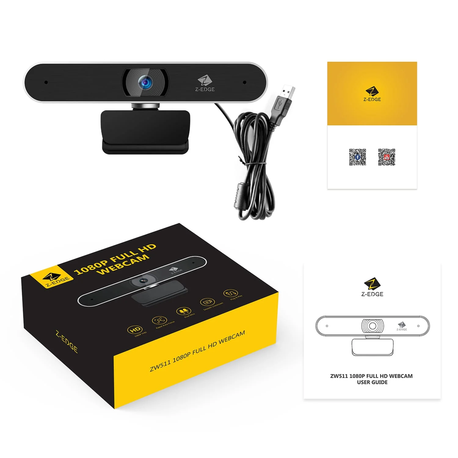 Z-Edge 1080p Full HD 2.0-MP Webcam with Built-in Stereo Microphones, Auto-Focus, USB, for Mac and PC - Image 2