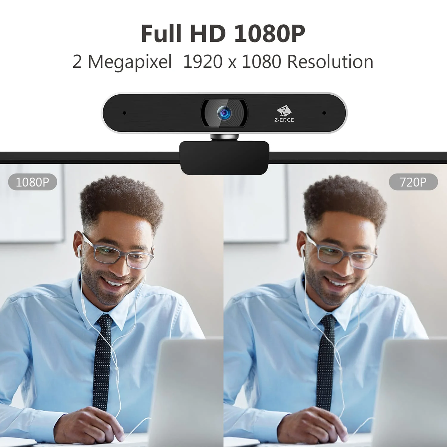 Z-Edge 1080p Full HD 2.0-MP Webcam with Built-in Stereo Microphones, Auto-Focus, USB, for Mac and PC - Image 5