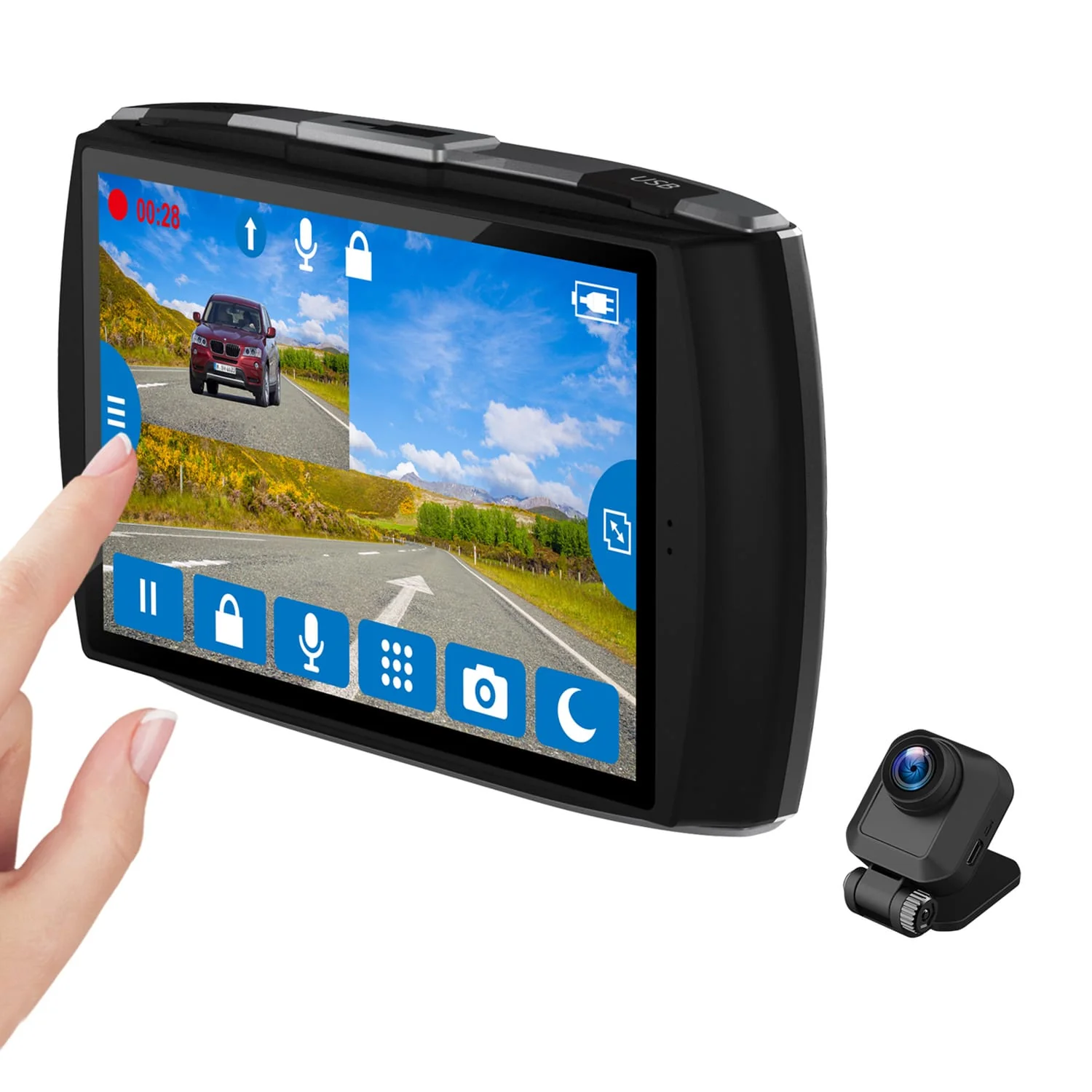 Z-Edge T4 Front and Rear 1080p Dash Camera with 4-In. Touch-Screen, Night Vision, and microSD Card - Image 3