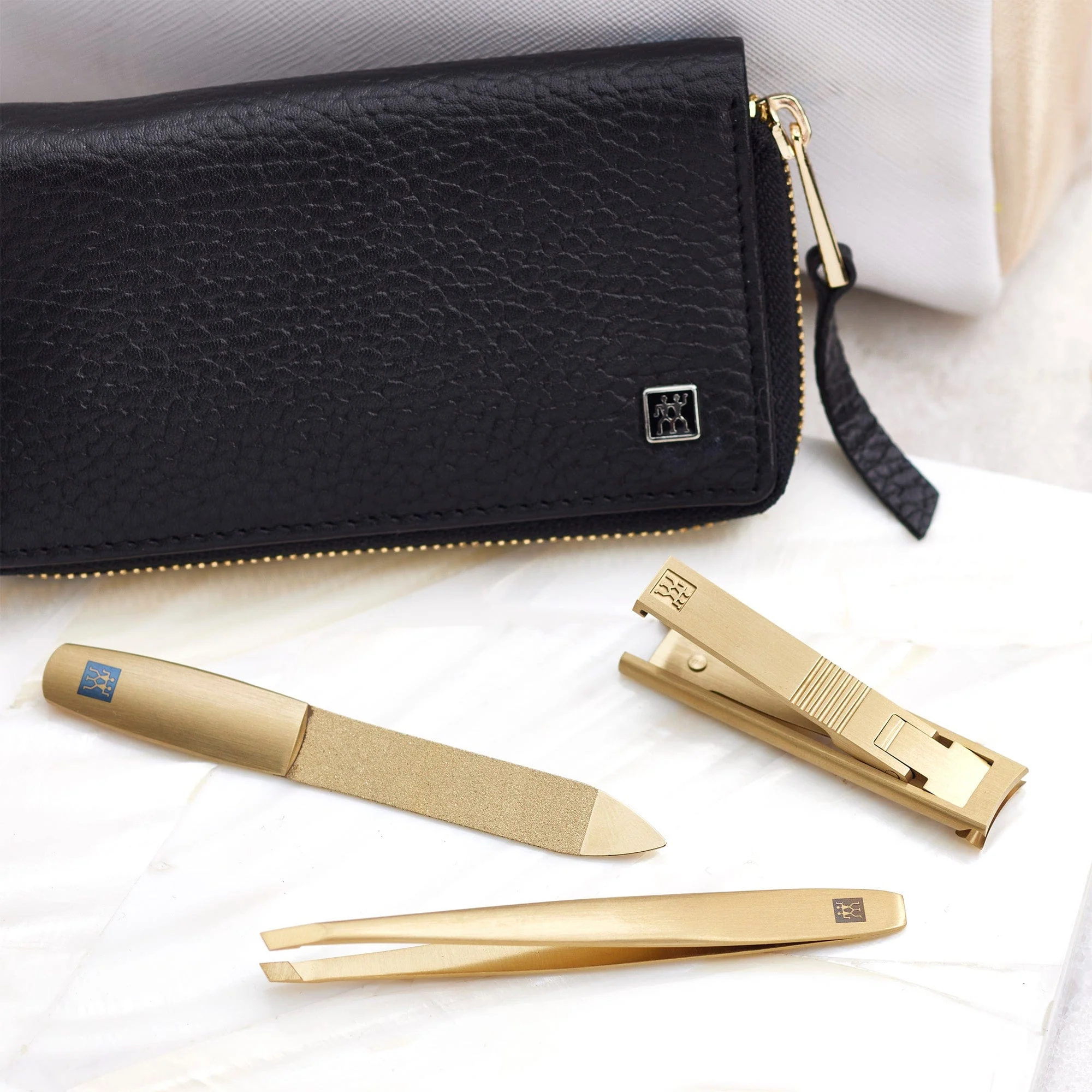 Zwilling Beauty Twinox 4-pc Gold Manicure Set with Black Leather Case - Image 3