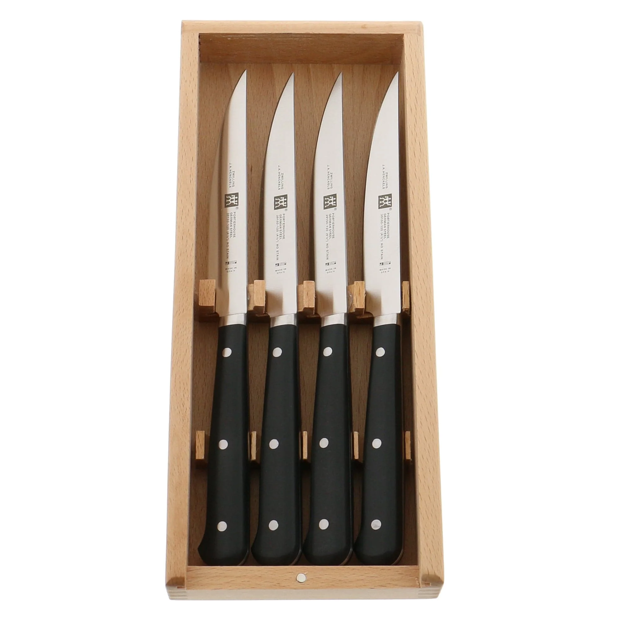 Zwilling Porterhouse 4-pc Steak Knife Set in Beechwood Box - Image 4