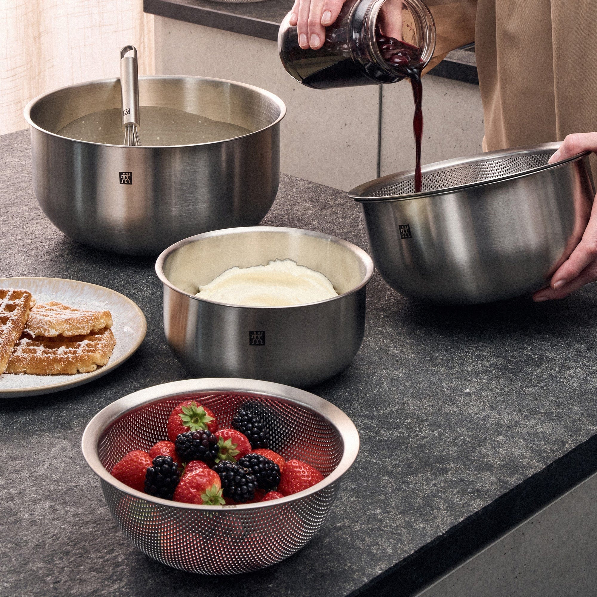 Zwilling Prep 3-pc Brushed Stainless Steel Nesting Bowls Set - Image 4