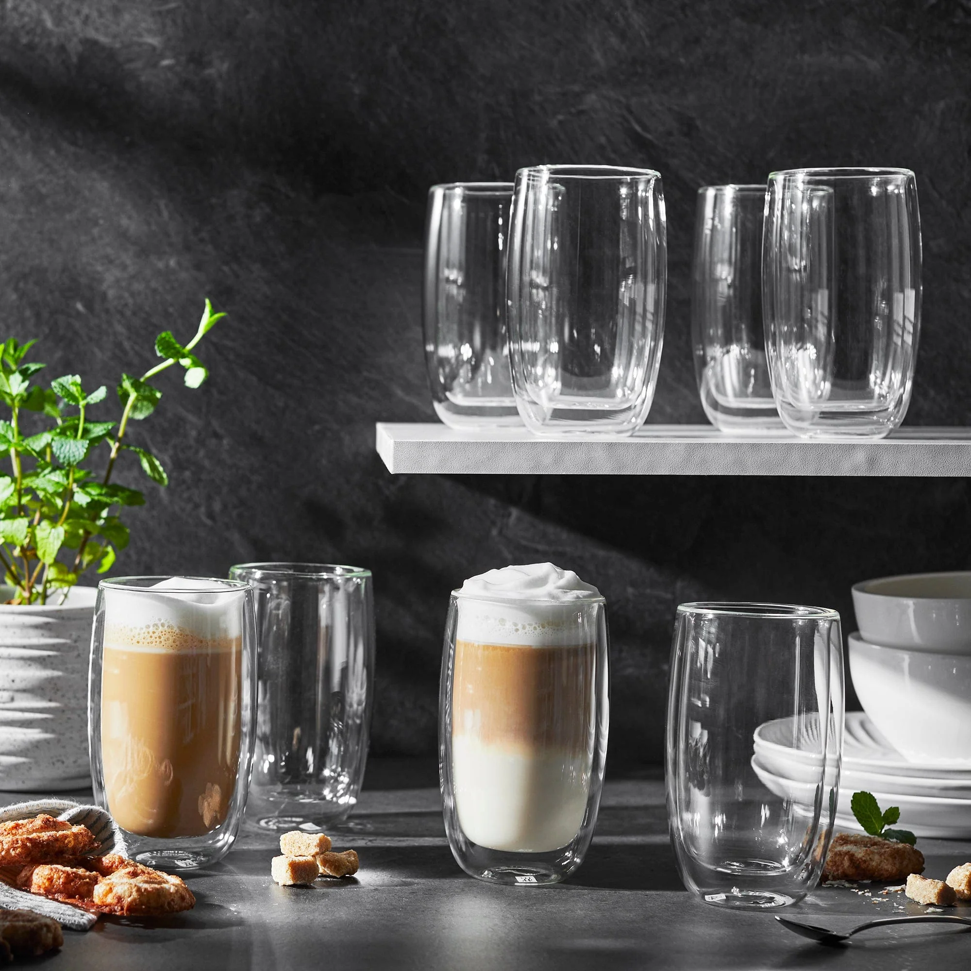 Zwilling Sorrento 8-pc Double-Wall Glass Latte Cup Set - Image 4