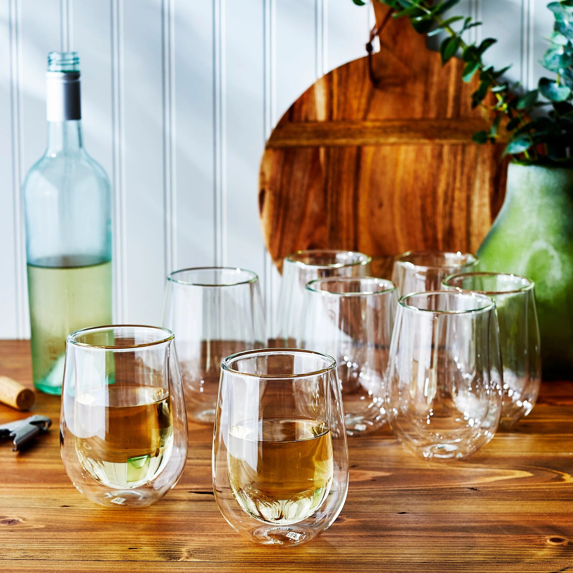 Zwilling Sorrento 8-pc Double-Wall White Wine Stemless Glass Set - Image 2
