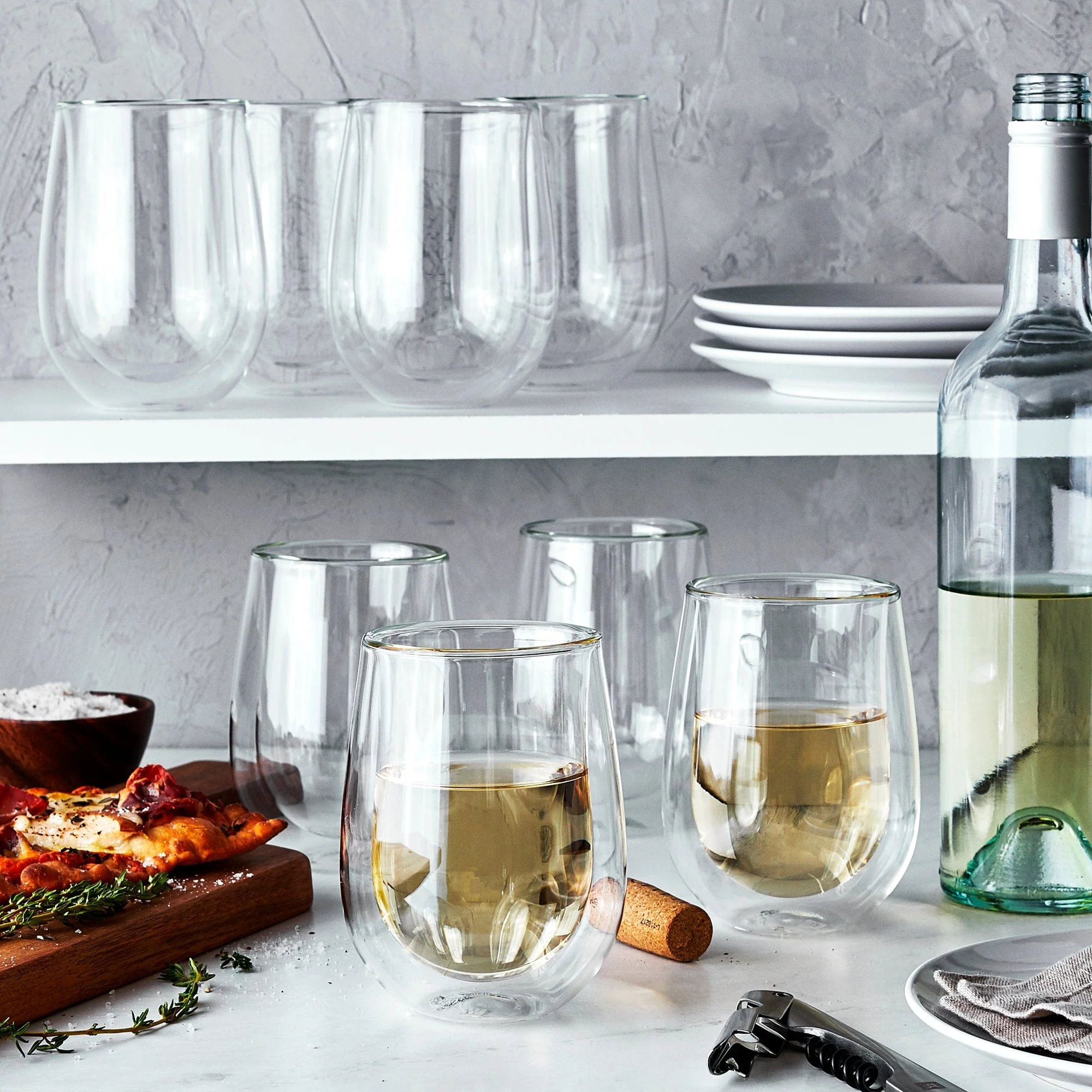 Zwilling Sorrento 8-pc Double-Wall White Wine Stemless Glass Set - Image 3