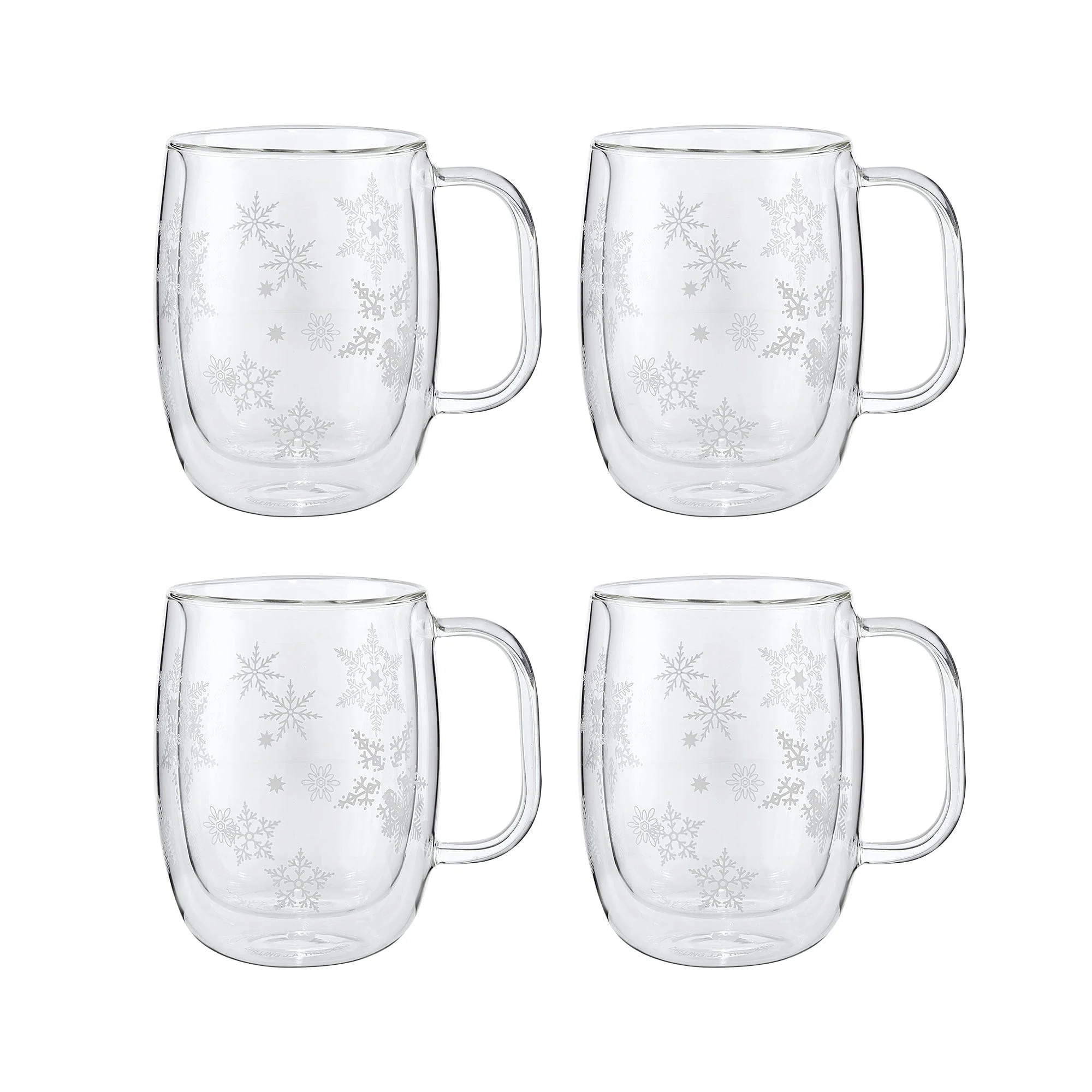 Zwilling Sorrento Double Wall Glass Snowflake Coffee Mugs, Set of 4, 12oz. Each - Image 3