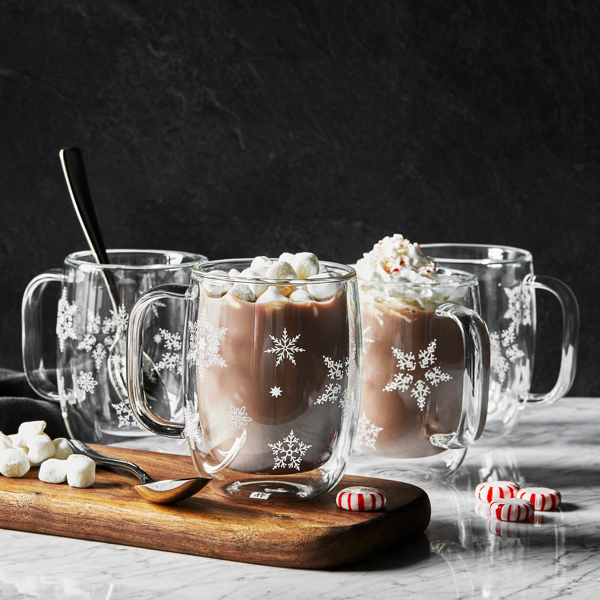 Zwilling Sorrento Double Wall Glass Snowflake Coffee Mugs, Set of 4, 12oz. Each - Image 5